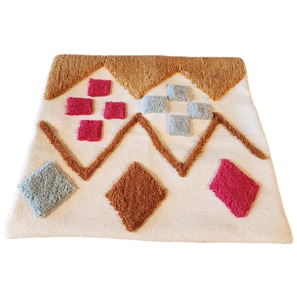 IKEA 20x20 Brunstarr Colorful Tufted Wool Pillow Cover Cushion‎ Cover geometric